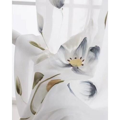 Korean pastoral style semi-permeable curtain floating curtain finished product customization Curtains for Living Room Bedroom