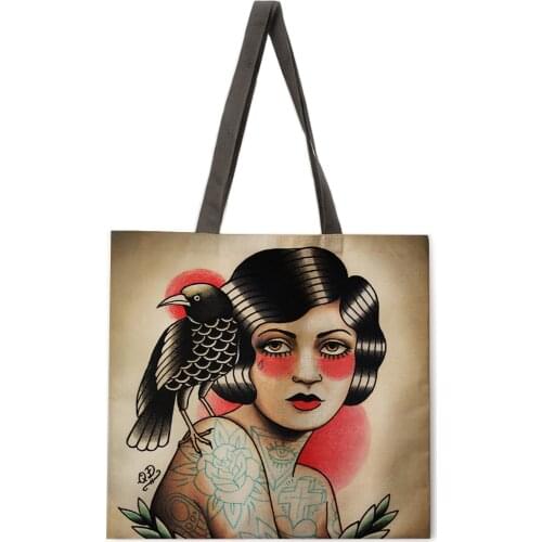 Poster girl painting handbag ladies ladies Korean shoulder bag casual shopping shopping bag large capacity tote bag