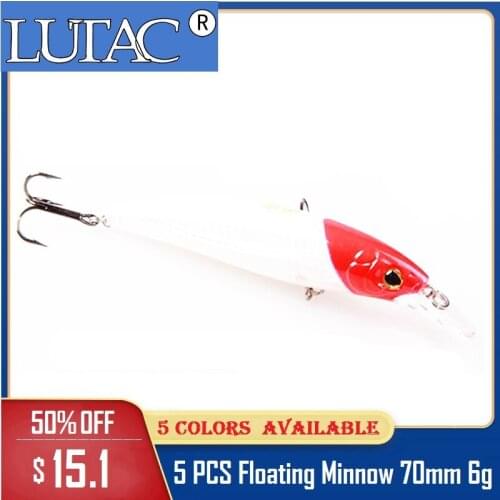 5pc 70mm 6g LUTAC s Mixed Bionic Minnow Lure Hard Bait Professional Fishing Lure Wobbler Artificial Bait Sinking Best lures