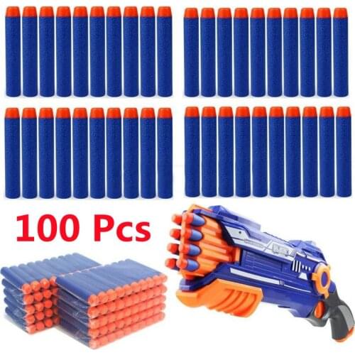 100pcs Soft Hollow Round Head And Sucker Refill Darts Toy Gun Bullets for Nerf Series EVA military Gift Toys For Kid Children