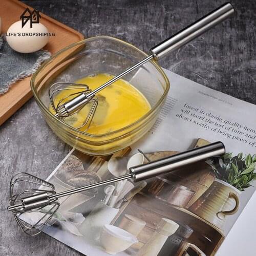 Hot sale Manual Self Turning Stainless Steel Whisk Hand Blender Egg Cream Stirring Semi-automatic Mixer Egg Beater Kitchen Tools
