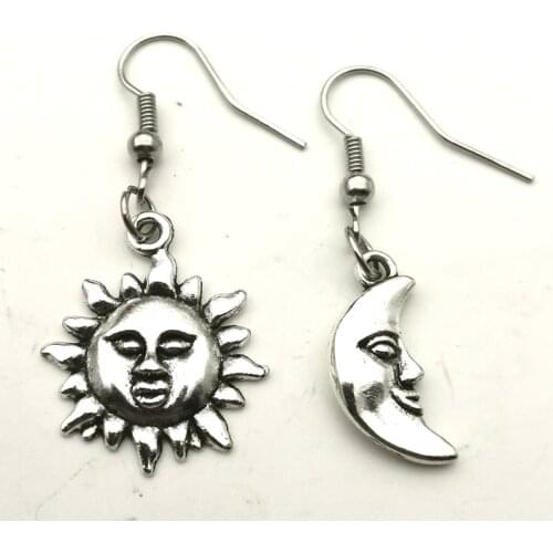 New Sun and Moon Earrings, Asymmetric Earrings, Hoop, Celestial Earrings, Hoop, Hoop Earrings, Ladies Party Jewelry Gifts