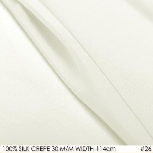 SILK CREPE DE CHINE 114cm width 30momme 100% Natural Silk Fabric Heavy Silk Wedding Dress Textile Natural White #26
