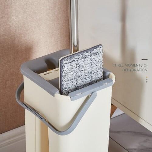 Stainless steel lazy hands-free mop set flat mop a scrape with bucket mop dry and wet dual-use household items.microfiber cloth