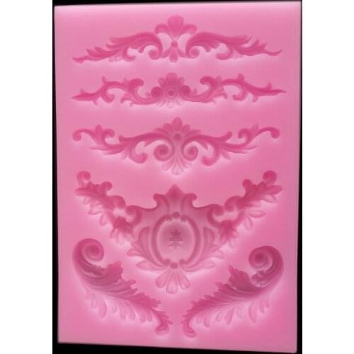 3D Craft Baroque Scroll Relief Flower Lace Silicone Mold Cake Decorating Tools Fondant Chocolate Mold Cupcake Frame Baking Tool