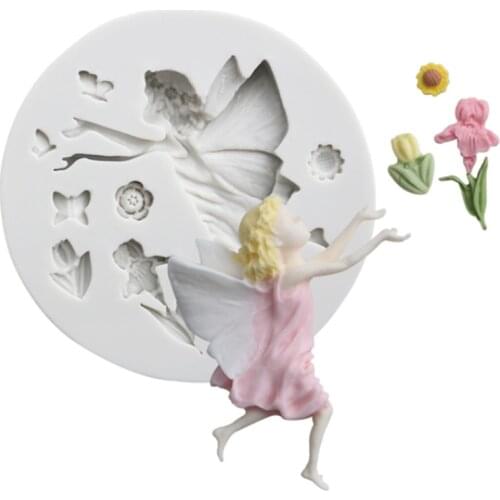 Flower Fairy Silicone Mold Fondant Cakes Decorating Tools Silicone Molds Sugarcraft Chocolate Baking Tools Cakes Gumpaste Form