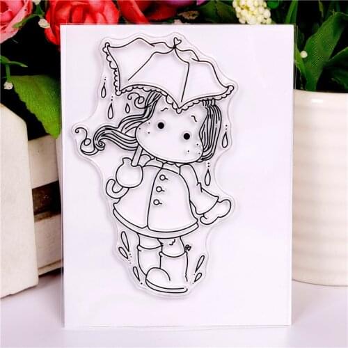 New Girl Cartoon Pattern Scrapbooking Alphabet Stamp Embossing Craft Making Silicone Transparent Stamps