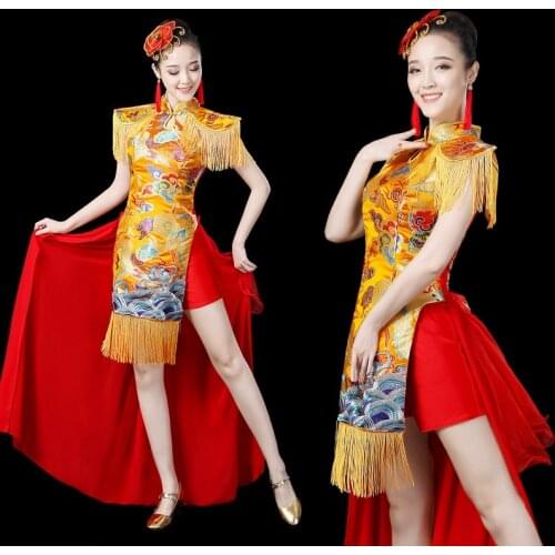 Traditional folk and ethnic dance clothes national dance of China fan yongo ancient Chinese folk dance clothing AA4582