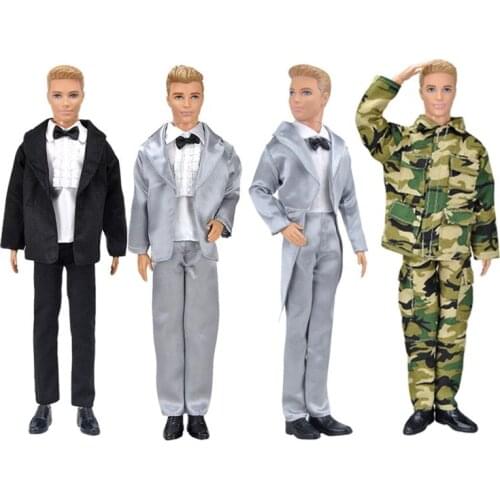 Ken the Boyfriend Wearing Suit for Barbie BJD Doll, Clothes Accessories Play House Dressing Up Costume Christmas Gift