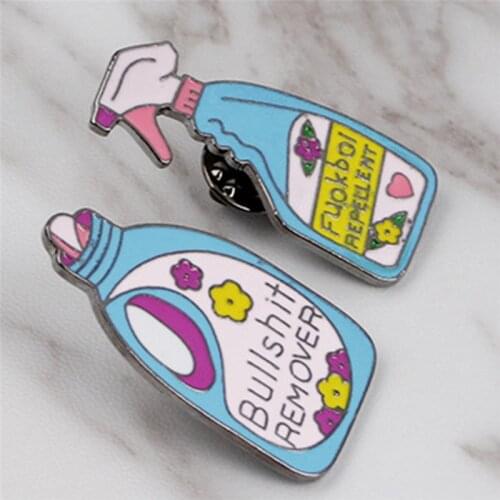 Funny Cleaning Spray Pin Cartoon Detergent Brooch Bullshit Remover Repellent Badge Enamel Pins Brooch Lapel Pin Gift For Girl