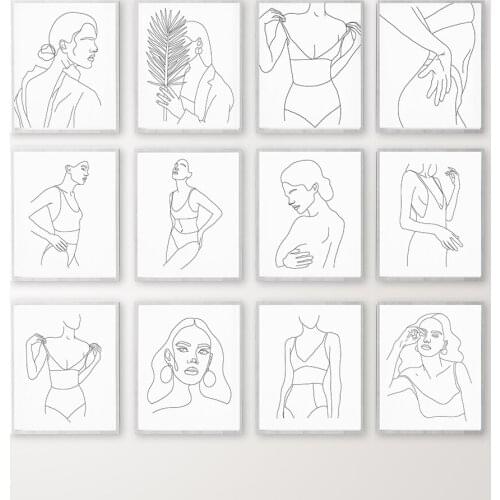 Female Line Wall Art Posters Black and white Canvas Painting Boho Wall Pictures Nordic Posters And Prints Living Room Decoration