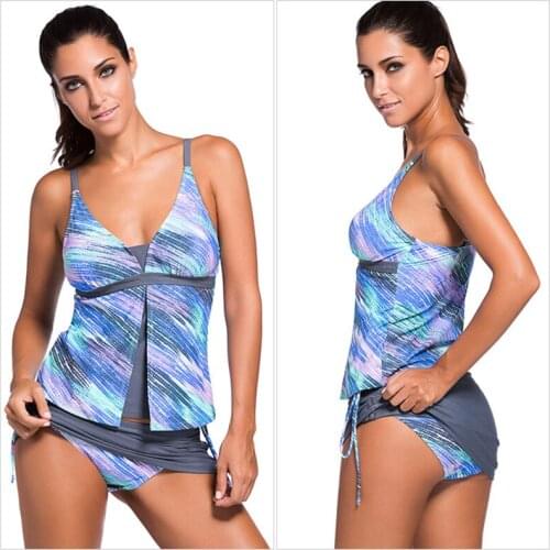 2018 Tankini Plus Size Women Swimwear Two Piece Print Push Up Swimsuit Swimming Dress Beachwear Bathing Suit Maillot De Bain