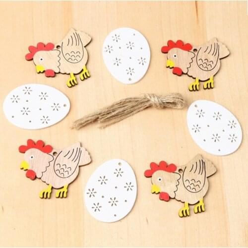 1 Set Easter Wood Pendant White Eggs Nordic Style Hanging Pendant Craft DIY Ornament Hanging Tag Home Decor For Kids DIY Gifts