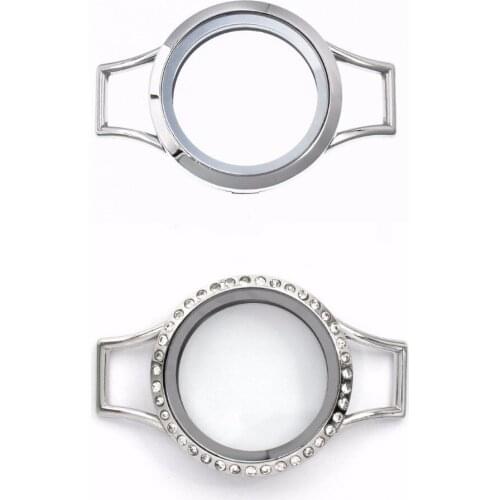1pc 25mm 30mm 316L Stainless Steel Sparkling Magnetic Closure Twist screw Wrap Bracelet Locket floating locket