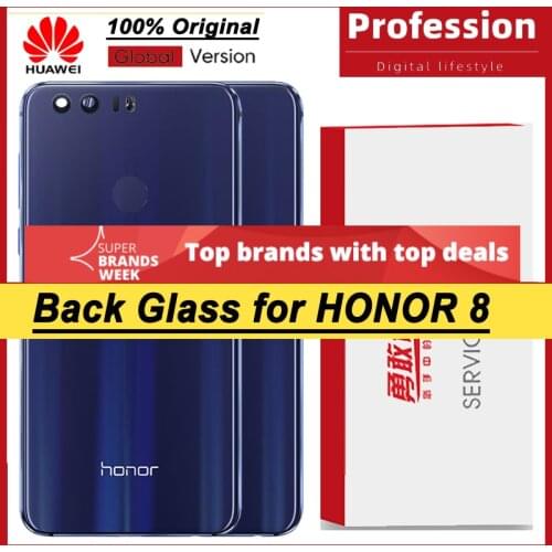 100% Original for Huawei Honor 8 Back Battery Cover Rear Glass Door Panel Case Battery Cover with Camera Lens