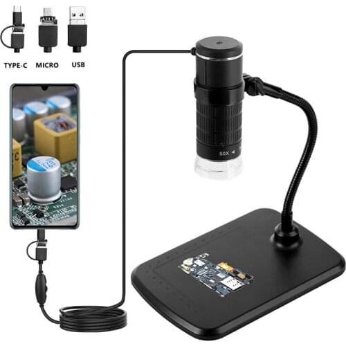 1000X 3 IN 1 USB Digital Microscope HD 1080P Video Microscope with 8 Adjustable LED Support Type-C Android PC for PCB Inspection