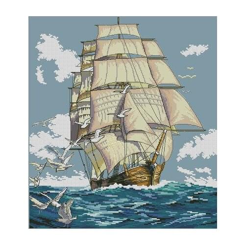 14/16/18/27/28 Top Quality Beautiful Lovely Counted Cross Stitch Kit Clipper Ship Voyage Vessel Boat Sea Ocean dim 03886
