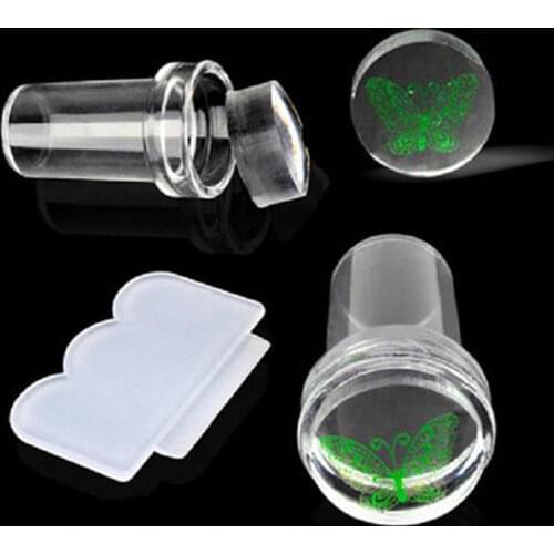 1 PCs Pure Clear Jelly Nail Art Stamper Scraper Set Nail Templates Tools 2.4 cm Silicone Marshmallow Decal Manicure Tools