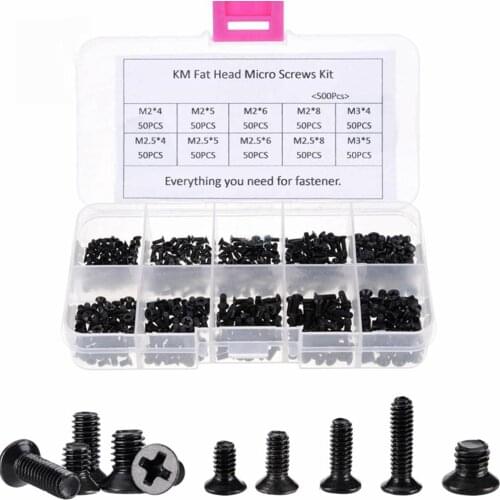 250Pcs/500Pcs M2 M2.5 M3 KM Screw Flat Head Phillips Screws Laptop Notebook Screws Set Kit for computer small screw