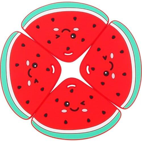 Chenkai 5PCS Watermelon Shape Silicone Baby Teethers BPA Free Sensory Nursing Pacifier DIY Infant Necklace Pendant Teething Toys