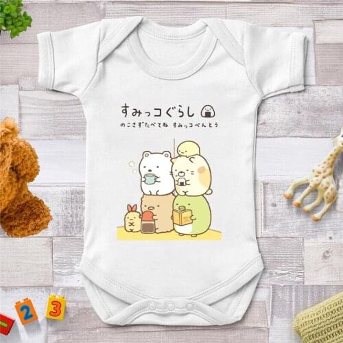 Hot Kawaii Cartoon Cute Sumikko Gurashi Child Boys Girls Onesies Summer Baby Short Sleeve Romper Infant Newborn White Romper