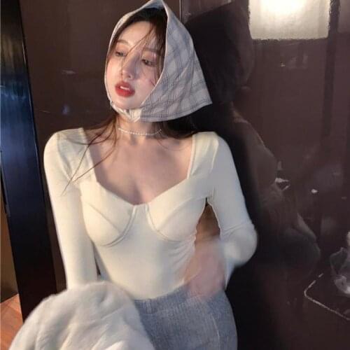 Tshirt Women Fashion V-neck Pure Color Long Sleeve Sexy T-shirt Tops Poleras Camiseta Mujer Tops Women Harajuku T Shirt