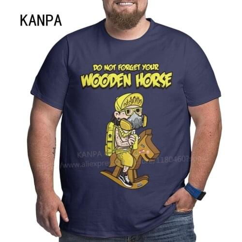 2021 Good Quality Cotton T-Shirt Tee Workout Shirt for Men Clothes Tops Wooden Horse Print Shirt O-Neck Customized Products