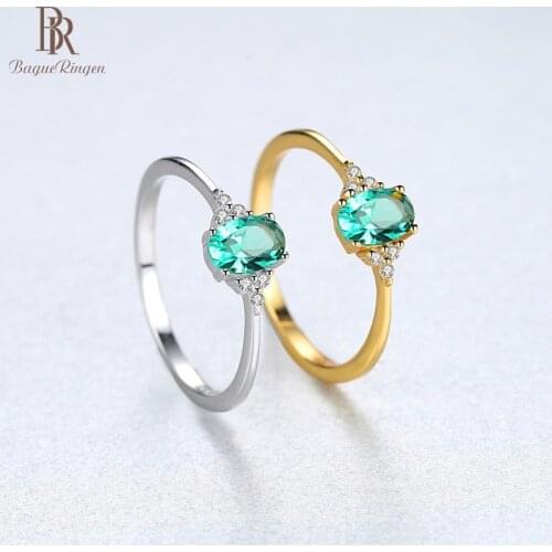 Bague Ringen S925 Pure Silver Womens Ring Simple Fashion Silver 925 Jewelry Green Gemstone Charms Lady Color Zircon Ring Party