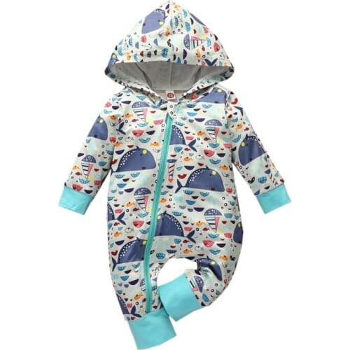 Baby Girls Rompers Print Suits Autumn Baby Boy Cartoon Pattern Hoodie Romper Bodysuit Newborn Casual Long Sleeve Outerwear