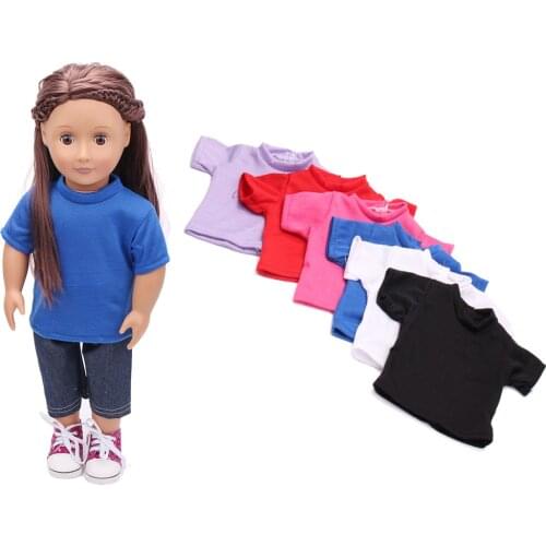 18 Inch American Doll Girls Clothes Short Sleeve Suit + Black Pant Newborn Baby Toys Accessories Fit 40-43 Cm Boy Dolls c91