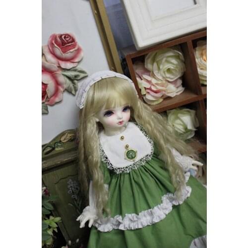 BJD Doll Clothes for 1/3 1/4 1/6 Blythes Size Fashion Suit Green Garden Maid Palace Apron Doll Accessories (Skirt + Tiara)