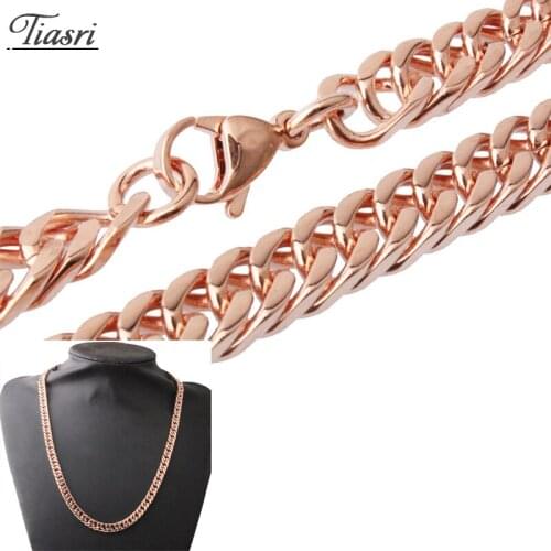 Tiasri Gothic Jewelry Aesthetic Mens Necklace Bracelet Curb Cuban Link Chain Collar Choker Punk Stainless Steel Accessories 8mm