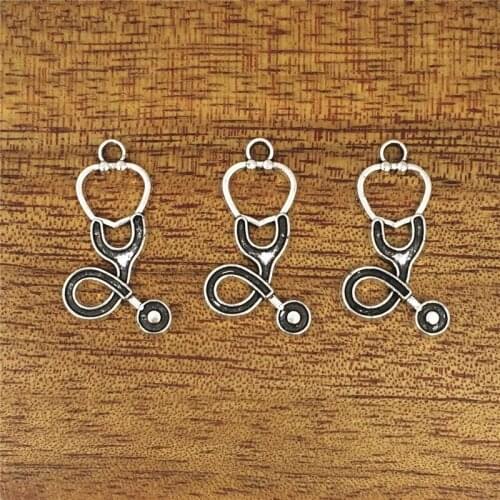 10pcs antique silver medical nurse tool pendant alloy doctor stethoscope pendant 25*15mm