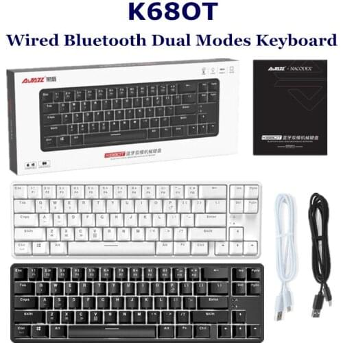 Wired Bluetooth 68 Keys with Anti-ghosting Design Mechanical Keyboard for Ajazz K680t Different Backlight Modes Type C 1000mAh