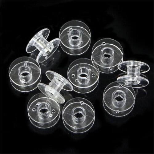 10pcs Clear Plastic Empty Bobbins For Sewing Machines