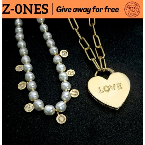 S925 gold love heart pendant chain women pearl pendant necklace fashion luxury brand monaco jewelry gift