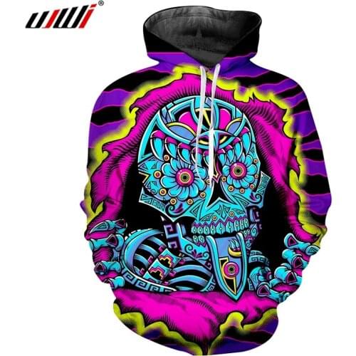 UJWI Fall Winter Women/mens Hiphop Streetwear Tracksuits Unisex Long Sleeve O-neck Jumpers Print Skull 3D Sweatshirt Hoodies