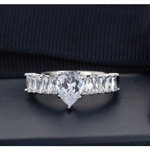 Bridal Water Drop Wedding Rings for Women Copper Cubic Zirconia Luxury Jewelry Engagement Ring for Couples Anniversary Gift