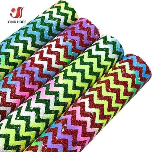 Wave Iridescent Ultra Chunky Rainbow Glitter PU Synthetic Leather Sewing Fabric Roll DIY Craft Accessories Making Doll Material