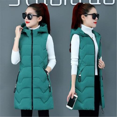 2021 Autumn Winter Fashion New European And American Mid-Length Hooded Thick Warm Waistcoat Vest Women Trendy H266