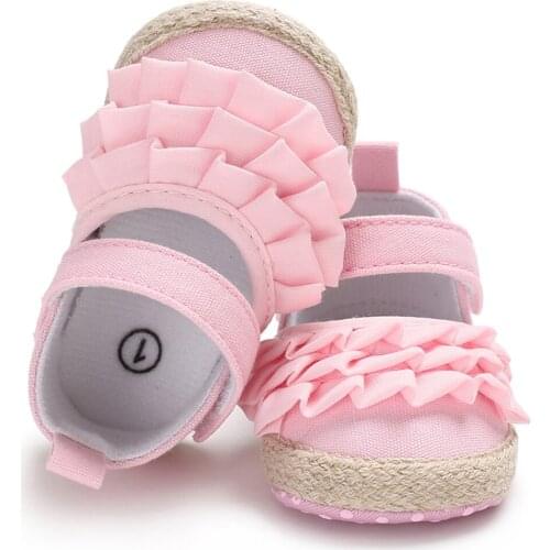 0-18 Months Newborn Infant Toddler Baby Girl Non-slip Soft Sole Crib Shoes First Walkers Ruffles Princess Girls Baby Shoes