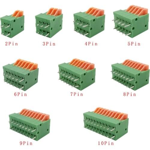 10Pcs 2.54mm Spring 2P 3P 4P 5P 6P 7P 8P 9P 10 Pin Straight Pin PCB Terminal Blocks Connector 150V 2A KF141V