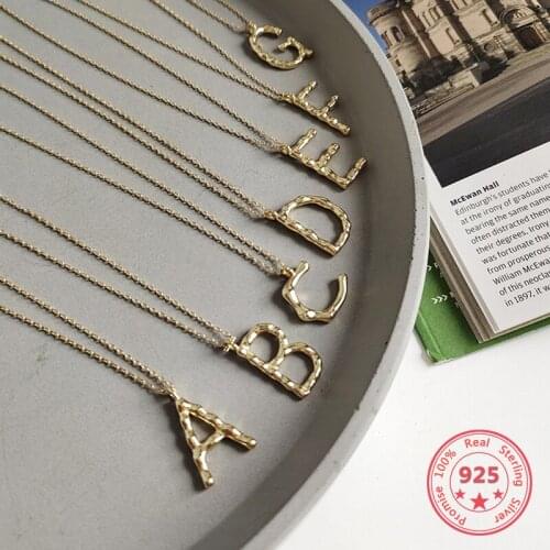 100% 925 Silver Jewelry Gold Color Necklace Personalized Letter Necklace Name Jewelry For Women Accessories Girlfriend Gift