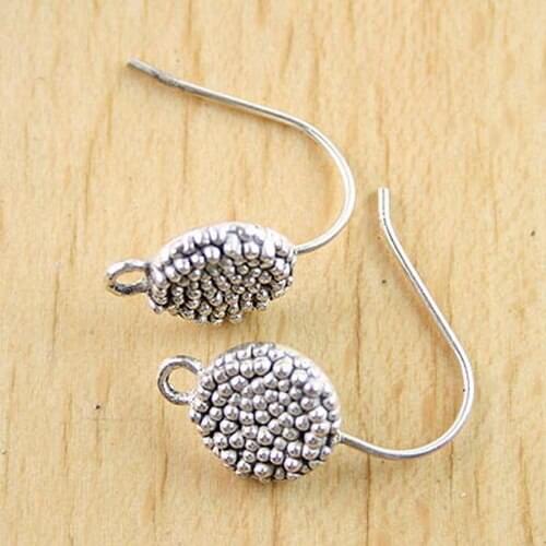 14pc Tibetan silver color round studded earring hook charms h0329