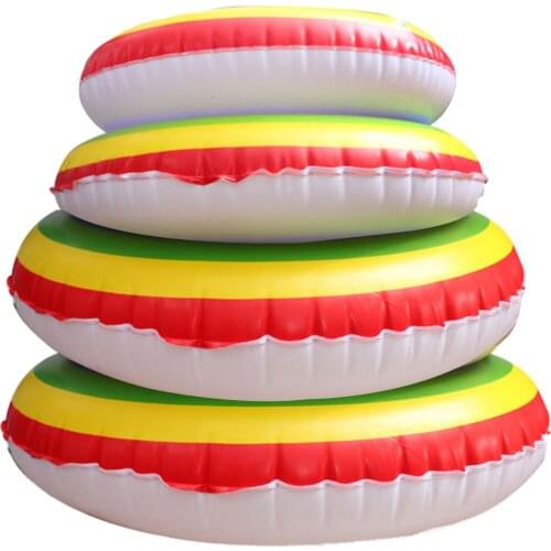 5 Sizes Newest Arrival Rainbow Swimming Ring Thickened PVC Inflatable Summer Party Beach Swimming Accessories