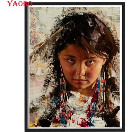 Abstract Indian little girl 5D diy Diamond Painting,full,square,round diamond embroidery mosaic Puzzle diamond stitch home Decor