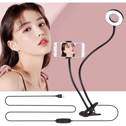 Andoer Two in One LED Ring Light with Cell Phone Holder Stand video light lamp for Live Stream Makeup Selfie Recording Lighting