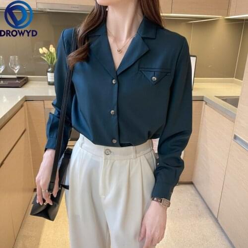 Luxury Summer Fashion Shirts Women Turn-down Collar Gold Print Vintage Blouse Female Single-breasted Blouses Casual Tops DROWYD