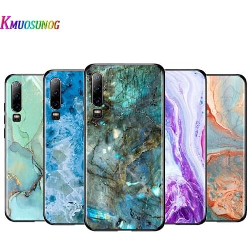Vintage marbling For Huawei P40 P30 P20 P10 P9 P8 Lite E mini Pro Plus 5G 2017 2019 Silicone Gloss TPU Black Soft Phone Case