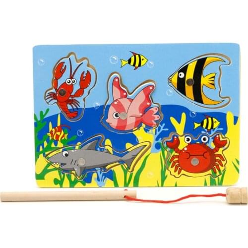 Baby Wooden Magnetic Fishing Game Board 3D Jigsaw Puzzle Children Education adult kids toy Parent-child interactive game